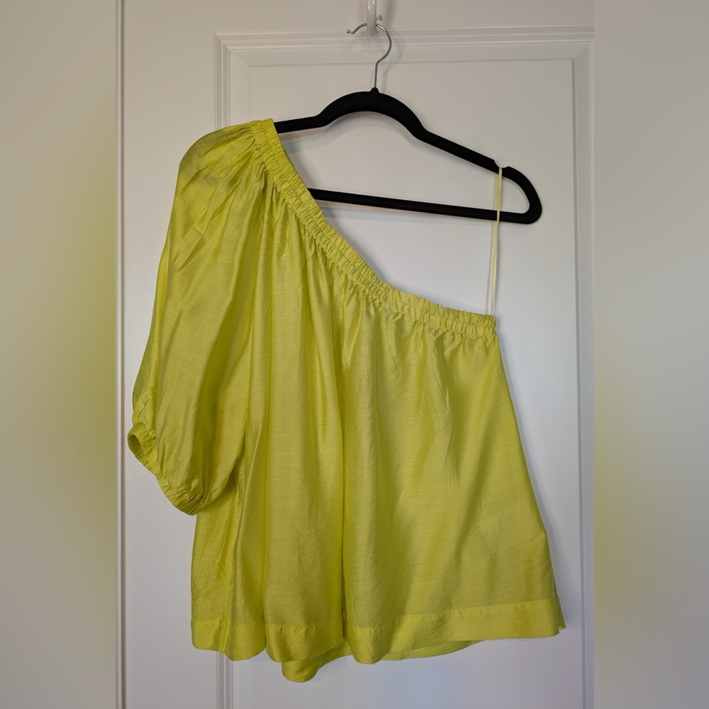 ANTHROPOLOGIE Maeve Leonie One Shoulder Top Canary Yellow Sz Small